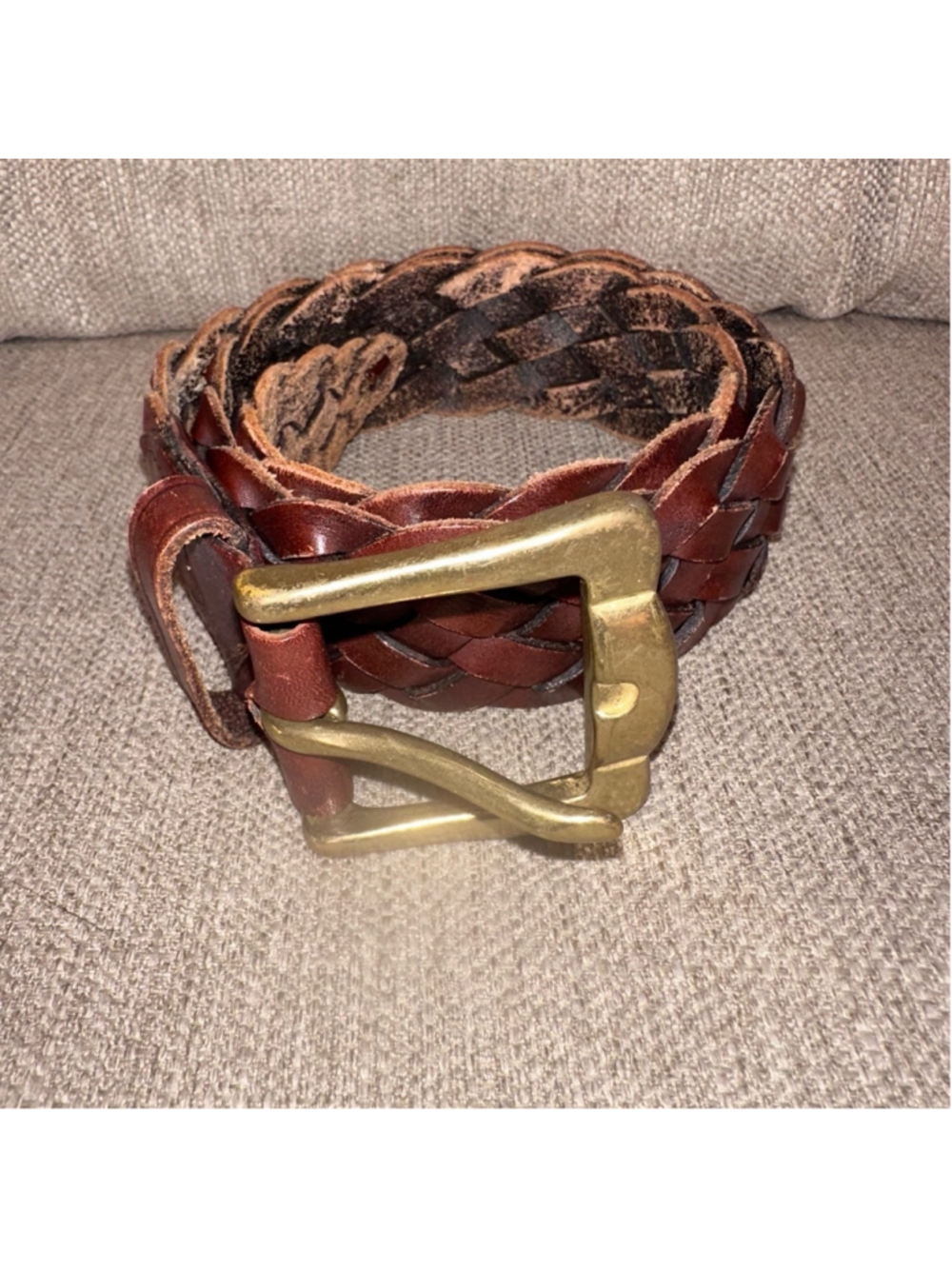 Vintage Eddie Bauer Braided Leather Brown Belt Unisex Size Small 32” Long #6963